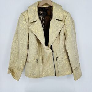 Mark Zunino Gold Moto Zip Jacket Women’s Size Large